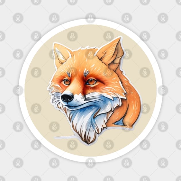 Fox Watercolor Magnet by Basunat